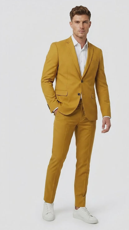 Men’s Gold Mustard Color Suit – Wedding & Prom Formal Suit Outfit, Modern Blazer and Pants