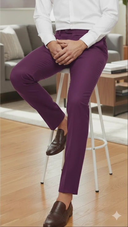 Mens Slim Fit Light Purple Dress Pants  Modern Formal Trousers for Business, Weddings and Parties