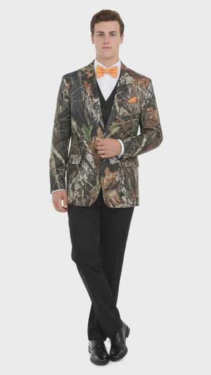 Mens Camo Sport Jacket - Camouflage Blazer - Camo Sport Coat in Green and Brown Color
