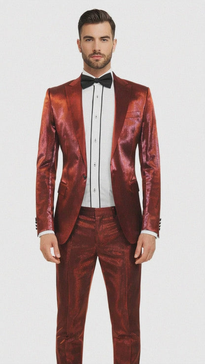 Rossiman Suit - Sateen Suit - Red Shiny Suit