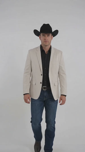Men’s Ivory Western Blazer – Cream Cowboy Sport Coat Jacket with Notch Lapel in cream color