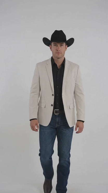 Men’s Ivory Western Blazer – Cream Cowboy Sport Coat Jacket with Notch Lapel in cream color
