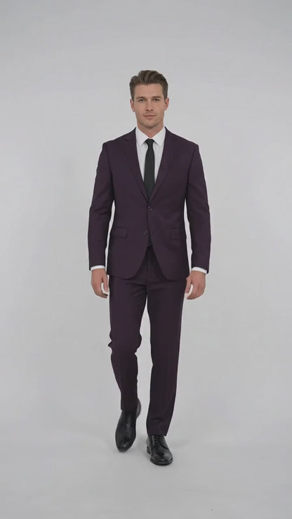 Men’s Eggplant Purple 100% Wool 2-Piece Suit – Business, Wedding and Formal Suit