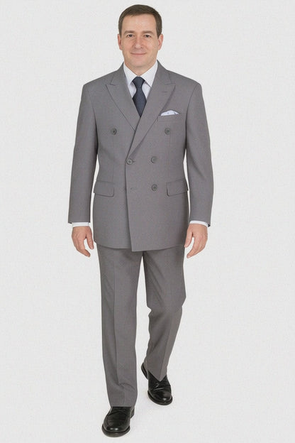 Pleated Suit - Mens Suits With Pleated Pant -  Regular Fit Suit - Poplin Grey Suit