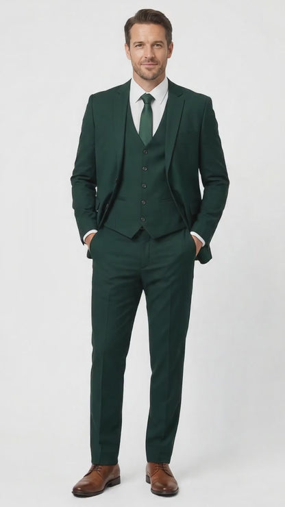 Dad & Son Matching Dark Green 3-Piece Suits – Father and Son Wedding Formal Suits
