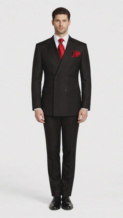 Rossiman Mens Formal Black Slim Fit Suit 3-Piece with Stylish Vest & Trousers