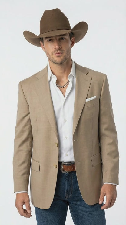 Men's Dark Tan Cowboy Western Blazer – Classic Western Style Sport Coat Casual Formal Jacket for Business Wedding Modern Fit