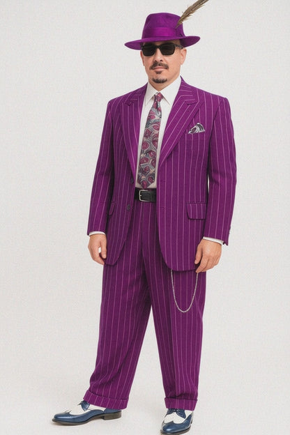 Purple Pinstripe Zoot Suit  3 Piece 1920s/1930s Gangster Outfit (Jacket and Pants and Vest)  Vintage Fashion