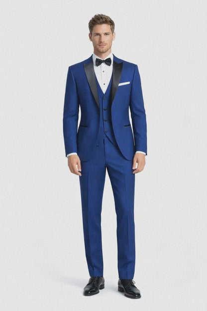 Mens Designer Wainscott Wedding Tuxedo Cobalt Blue