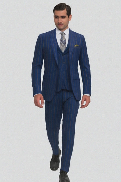Mens 2 Button Gangster Pinstripe Suit in / NAVY ONLY