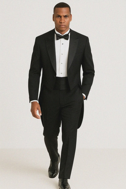 Mens Traditional Polyester Tail Tuxedo in Black