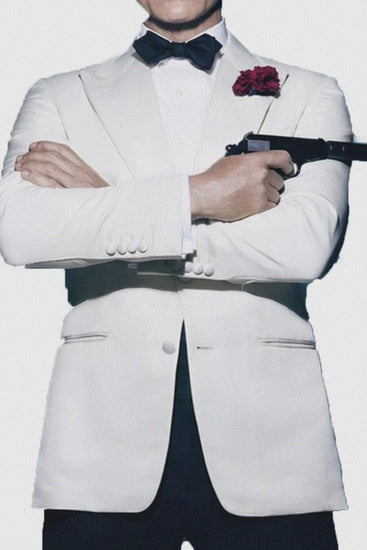 Mens 007 James Bond White Tuxedo