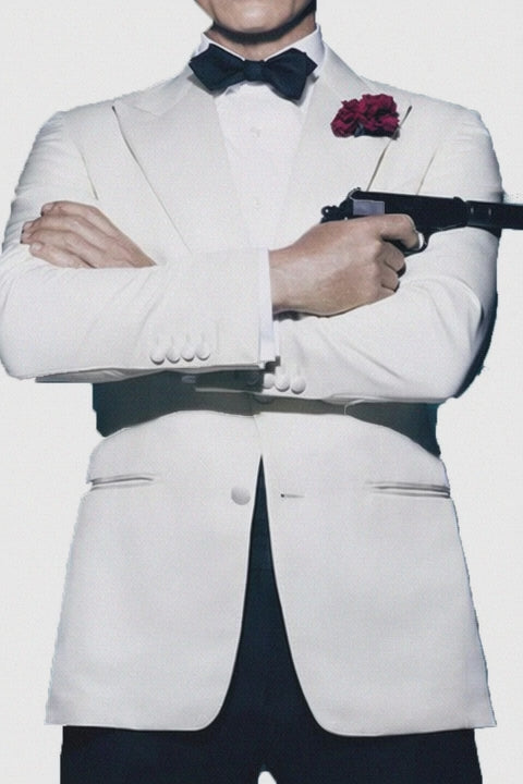 Mens 007 James Bond White Tuxedo