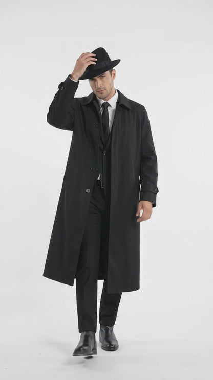 Men’s Undertaker Inspired Black Trench Coat – WWE Wrestling Style Long Full-Length Overcoat