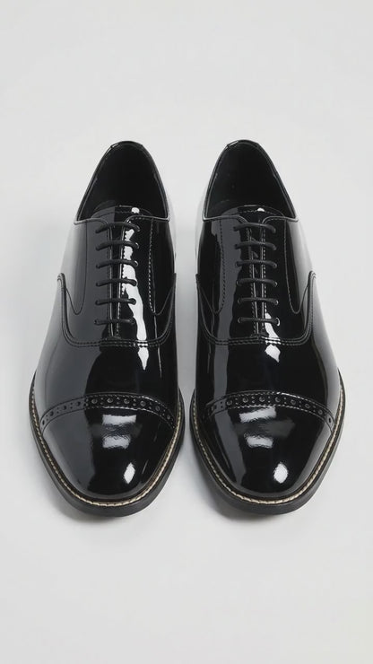 Stacy Adams Concorde 11003 Men’s Black Patent Leather Cap Toe Oxford Shoes – Formal Lace-Up Dress Shoes