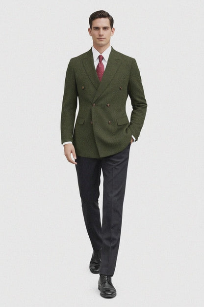 Mens Dark Green Winter Blazer - Hunter Sport Coat jacket Modern Fit 2 Buttons Style Notch