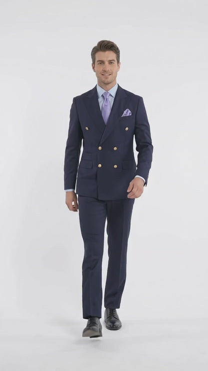 Rossi Man Men’s Purple Double Breasted Suit, Modern Fit Formal Wedding Business Dress Suit