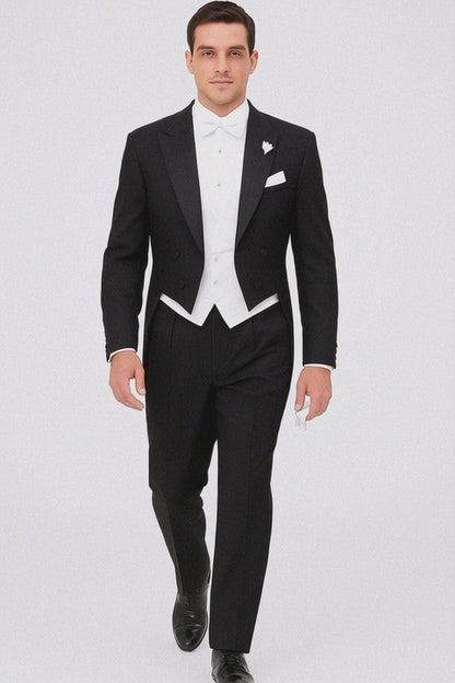 Mens Designer Mardi Gras Long Tail Tuxedo in Black