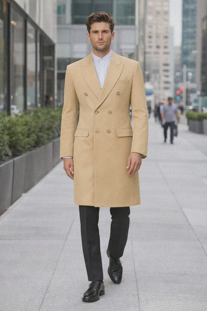 Mens Overcoat - Topcoat For Men - Winter Fabric - Long men's Dress Topcoat - Winter coat ~ Overcoat ~ men's Big And Tall Wool Winter Coats Designer men's Wool Peacoat Sale Duster Style Camel