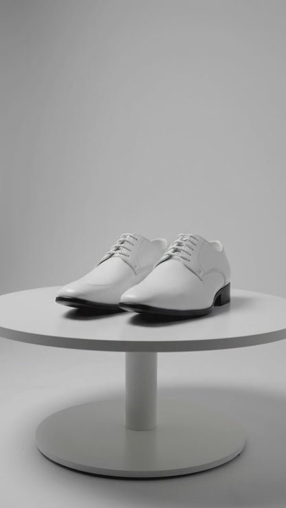 Men’s Vangelo TUX-3 White Patent Oxford Dress Shoes, Formal Wedding Prom Tuxedo Shoes
