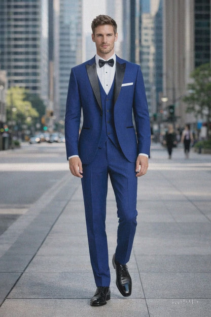 Mens Designer Wainscott Wedding Tuxedo Cobalt Blue