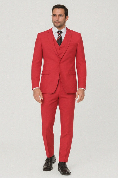 Extra Slim Fit Suit Mens Slim Fit Suit - Fitted Suit - Skinny Suit Red Tapered Fitted European Cut Suit