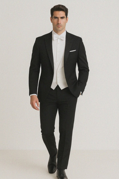 Mens Designer Bentley Formal Tail Coat Tuxedo in Black