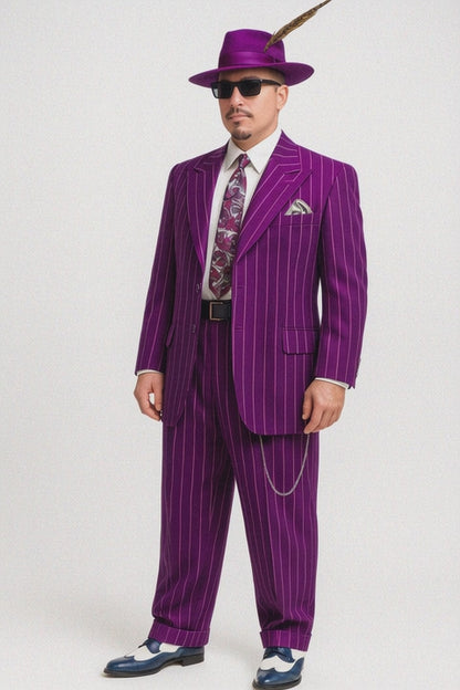 Purple Pinstripe Zoot Suit  3 Piece 1920s/1930s Gangster Outfit (Jacket and Pants and Vest)  Vintage Fashion