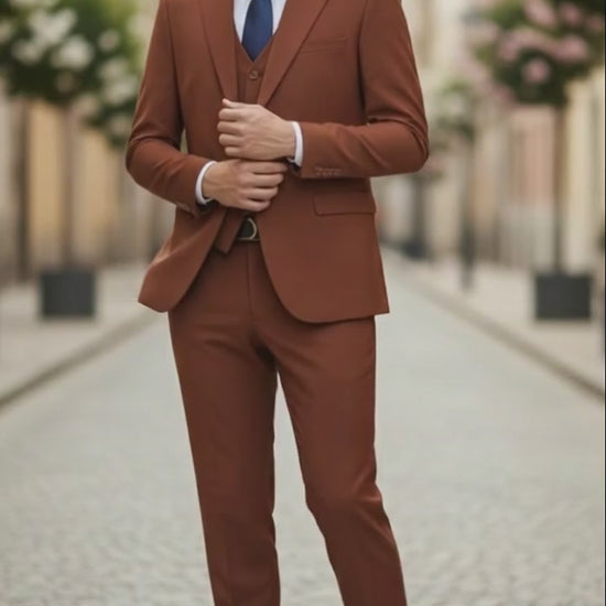 Brown Three-Piece Suit –   Slim Fit 
