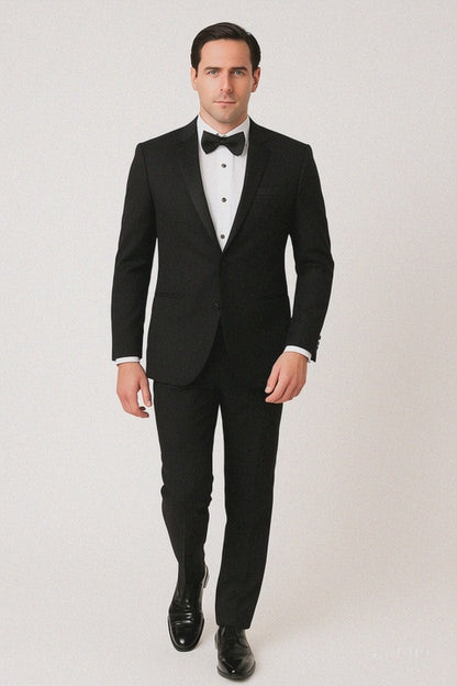 Modern Black Peak Tuxedo - Mens Slim Fitted Tuxedo