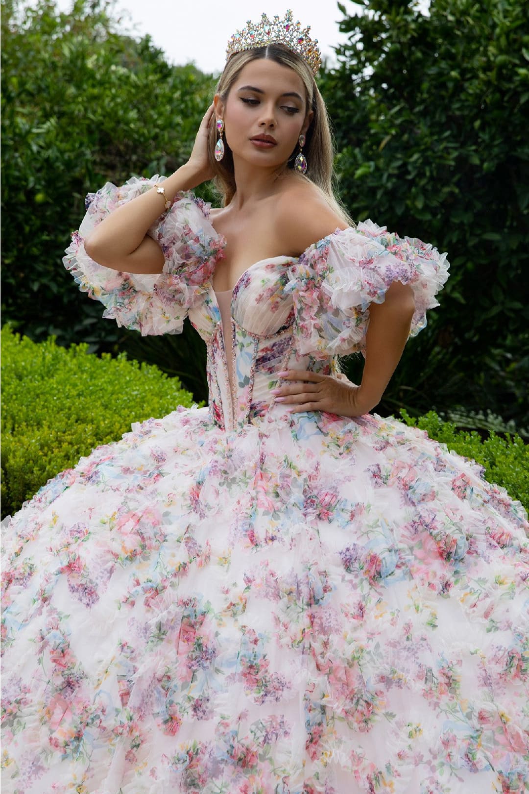 Print Off Shoulder Ball Gown by GLS Gloria GL3609 - Quinceanera Dresses