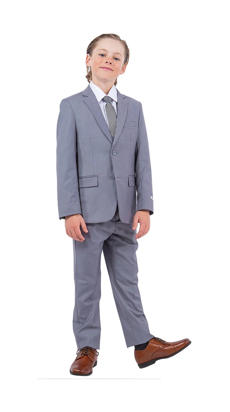 Stacy Adams Boy's 5-Piece Solid Suit - Grey