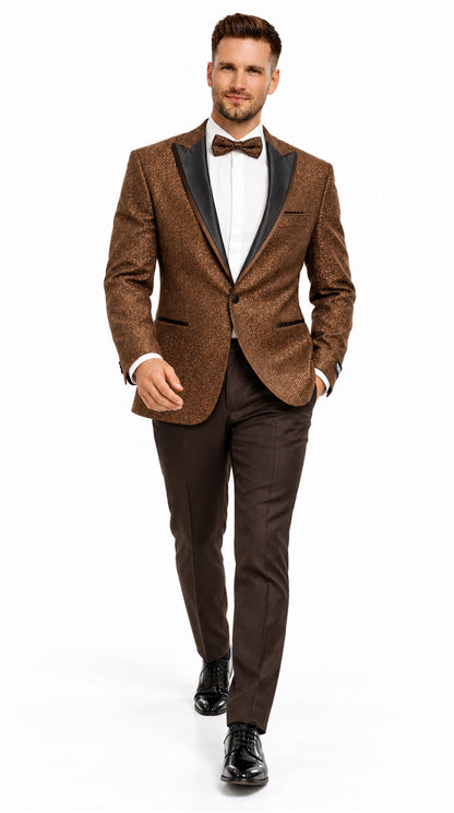 Mens Light Brown Tuxedo Suit Sequin Sparkly Shiny Dinner Jacket + Pants