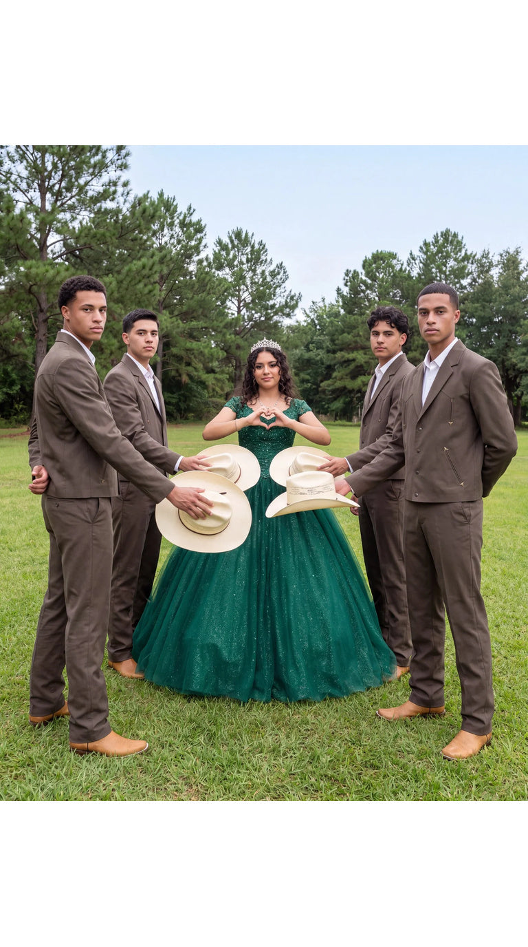Men's Brown Western Suit 2-Piece - Cowboy Suit with Western Yoke & Pearl Snaps