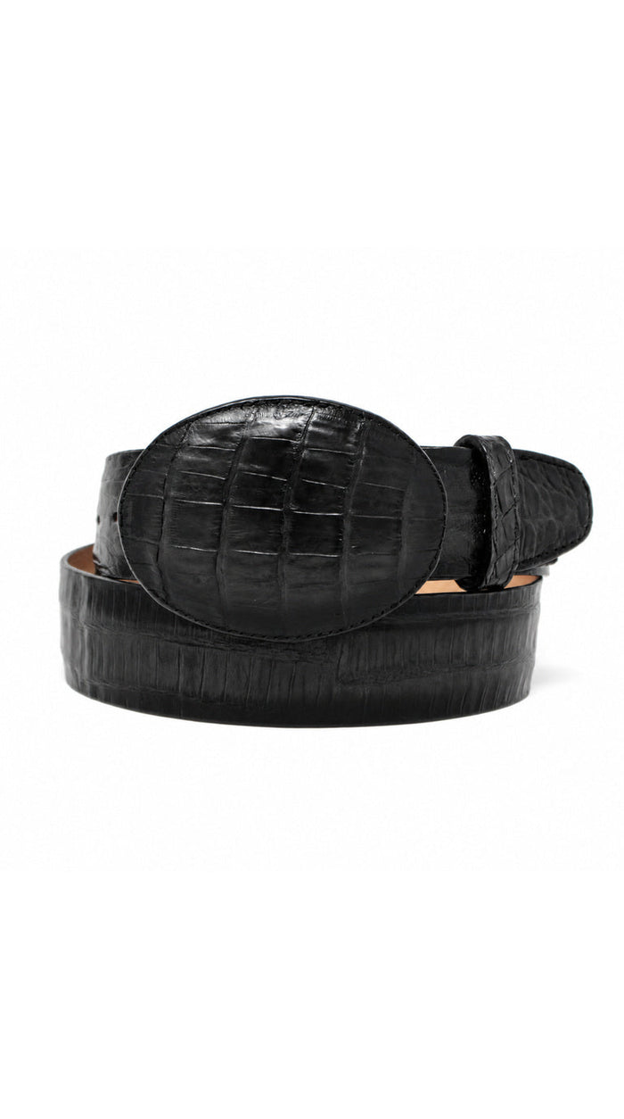 Los Altos Caiman Belly Belt- Black