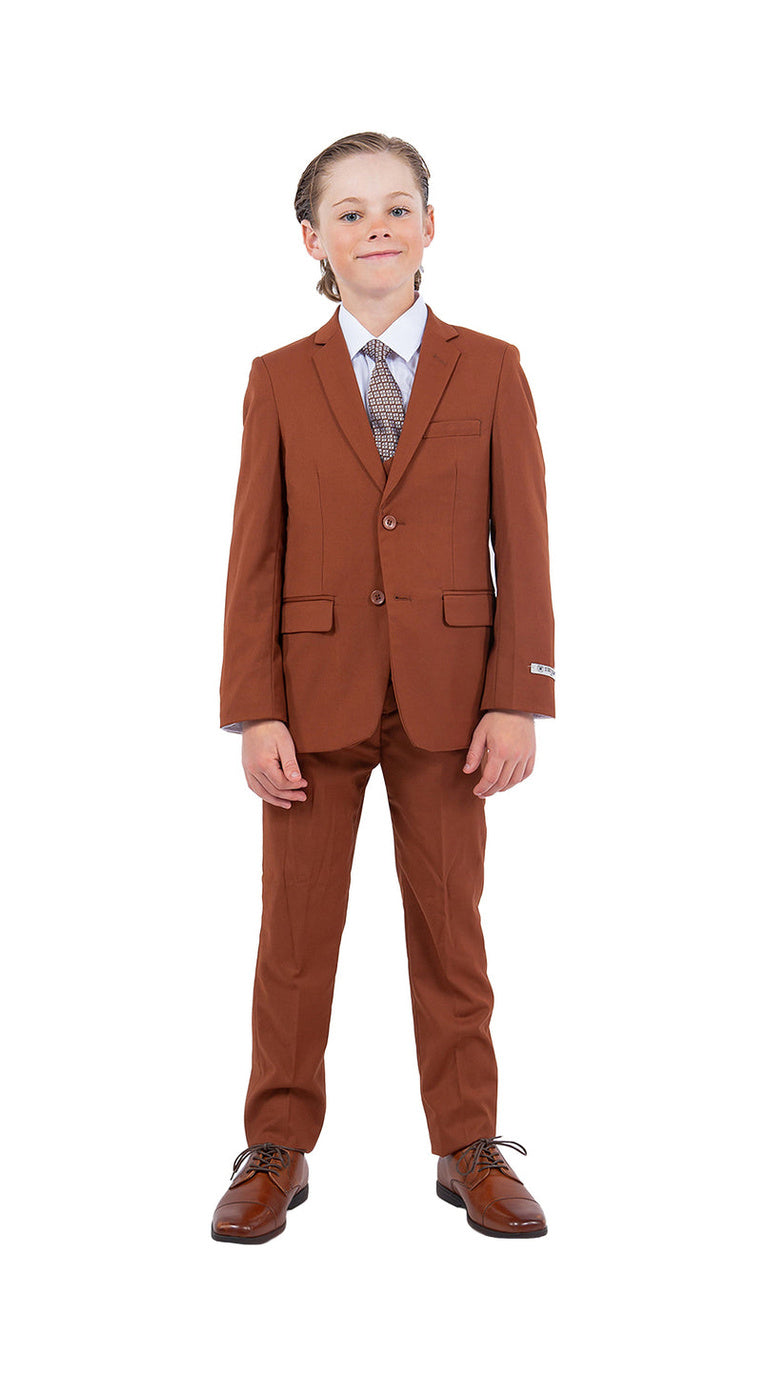 Stacy Adams Boy's 5-Piece Solid Suit - Light Brown