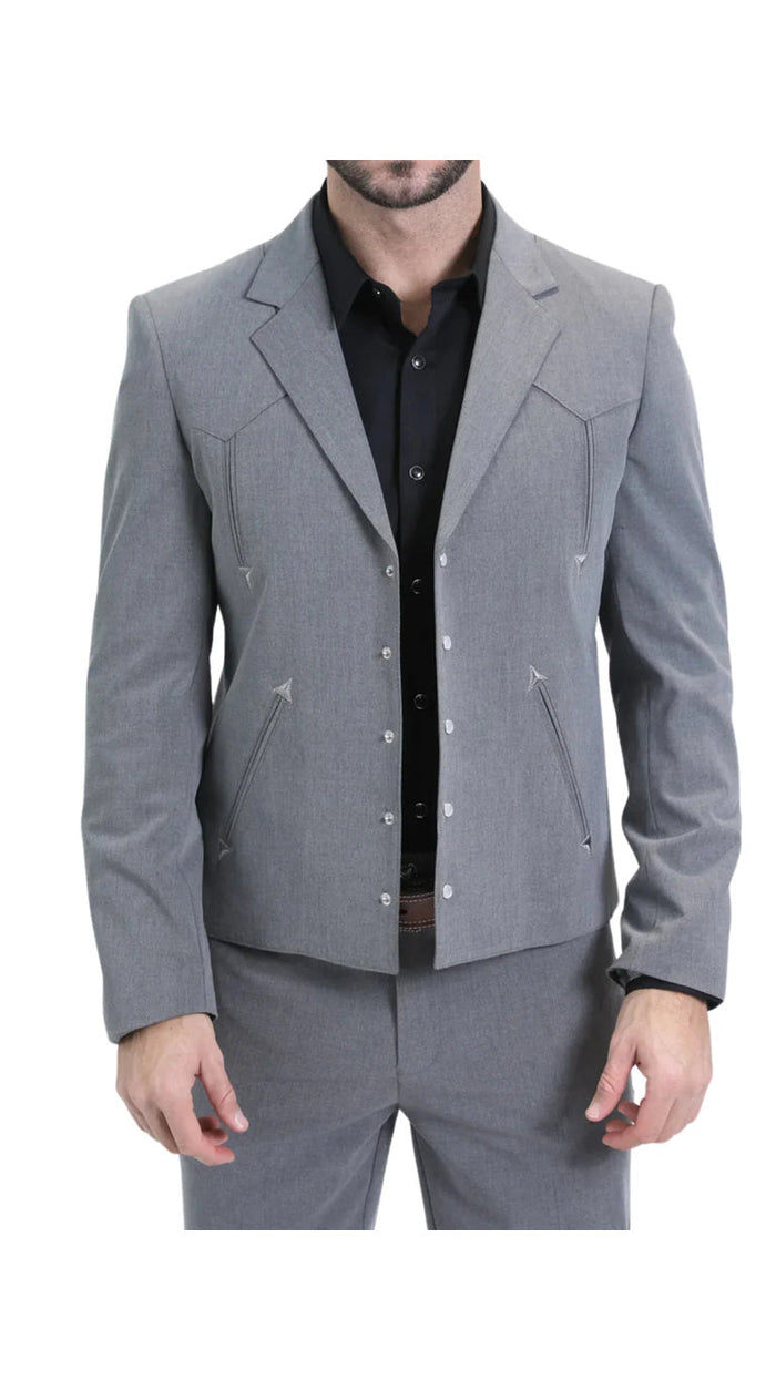 Men's Grey Western Suit – Classic 2-Piece Tailored Jacket & Trousers Set