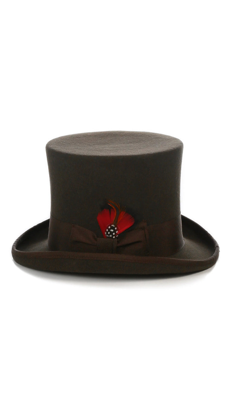 Brown Wool Felt Top Hat for Men