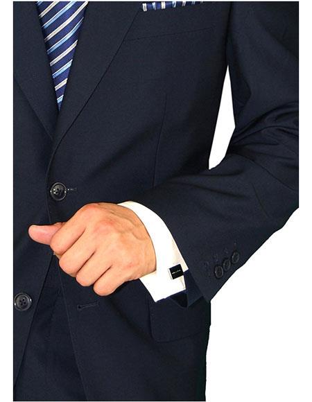 Navy Blue Suit - Navy Suit Mens Dark Navy 2 Button Side Vents Peak Lapel Modern Fit Suits - Men's Tuxedo USA