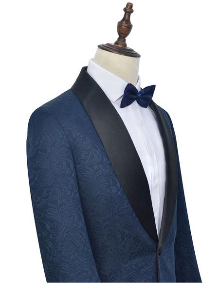 Men's One Button Dark Navy Blue Double Vents Suit - Men's Tuxedo USA