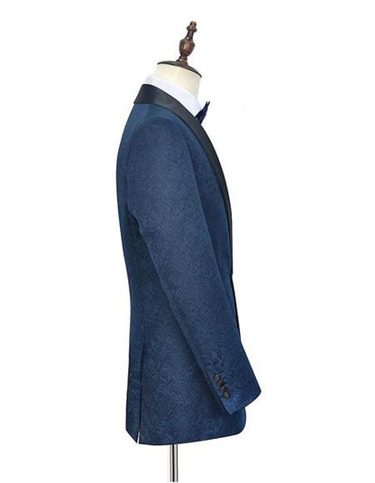 Men's One Button Dark Navy Blue Double Vents Suit - Men's Tuxedo USA