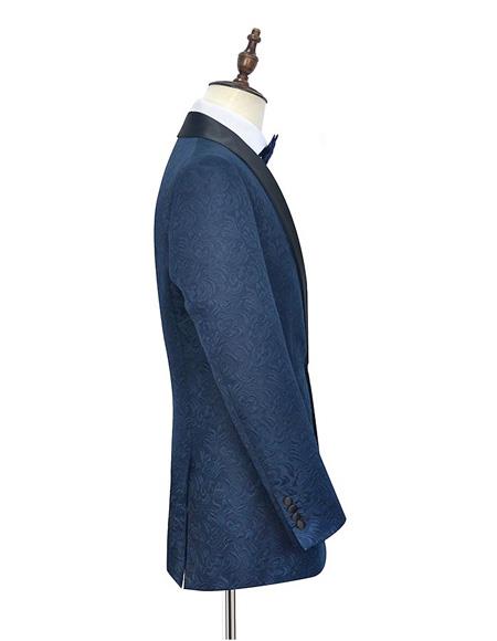 Men's One Button Dark Navy Blue Double Vents Suit - Men's Tuxedo USA