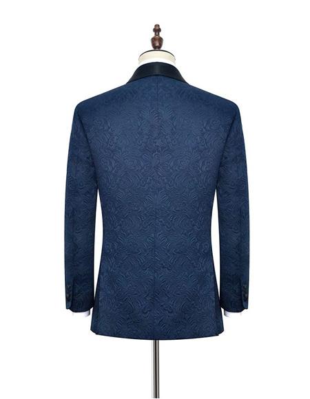 Men's One Button Dark Navy Blue Double Vents Suit - Men's Tuxedo USA