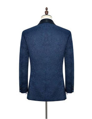 Men's One Button Dark Navy Blue Double Vents Suit