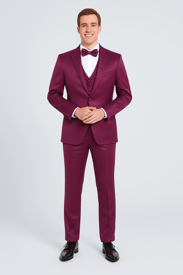Purple Satin Tuxedo Set  4-Piece Statement for Weddings & Proms