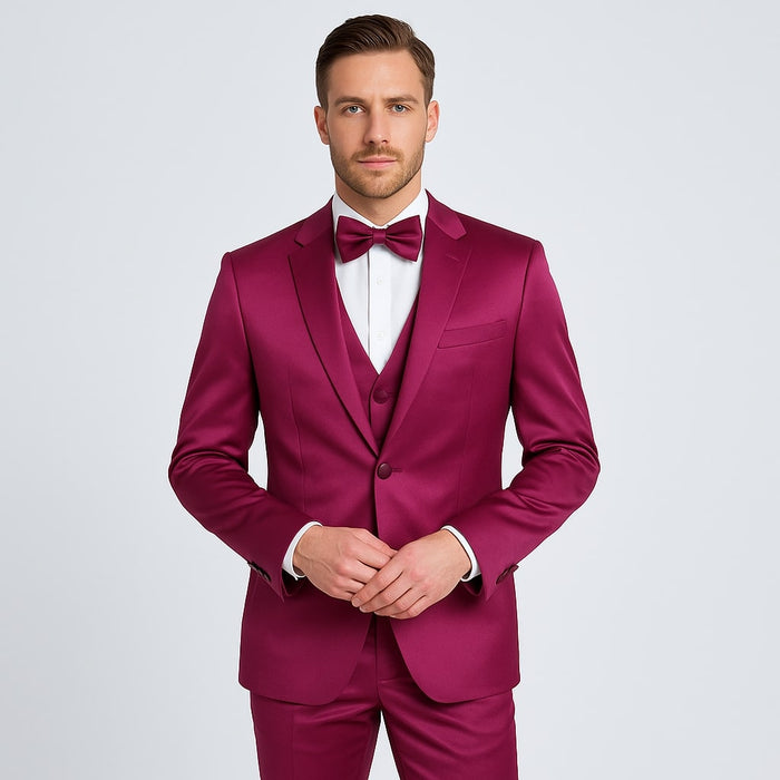 Purple Satin Tuxedo Set  4-Piece Statement for Weddings & Proms