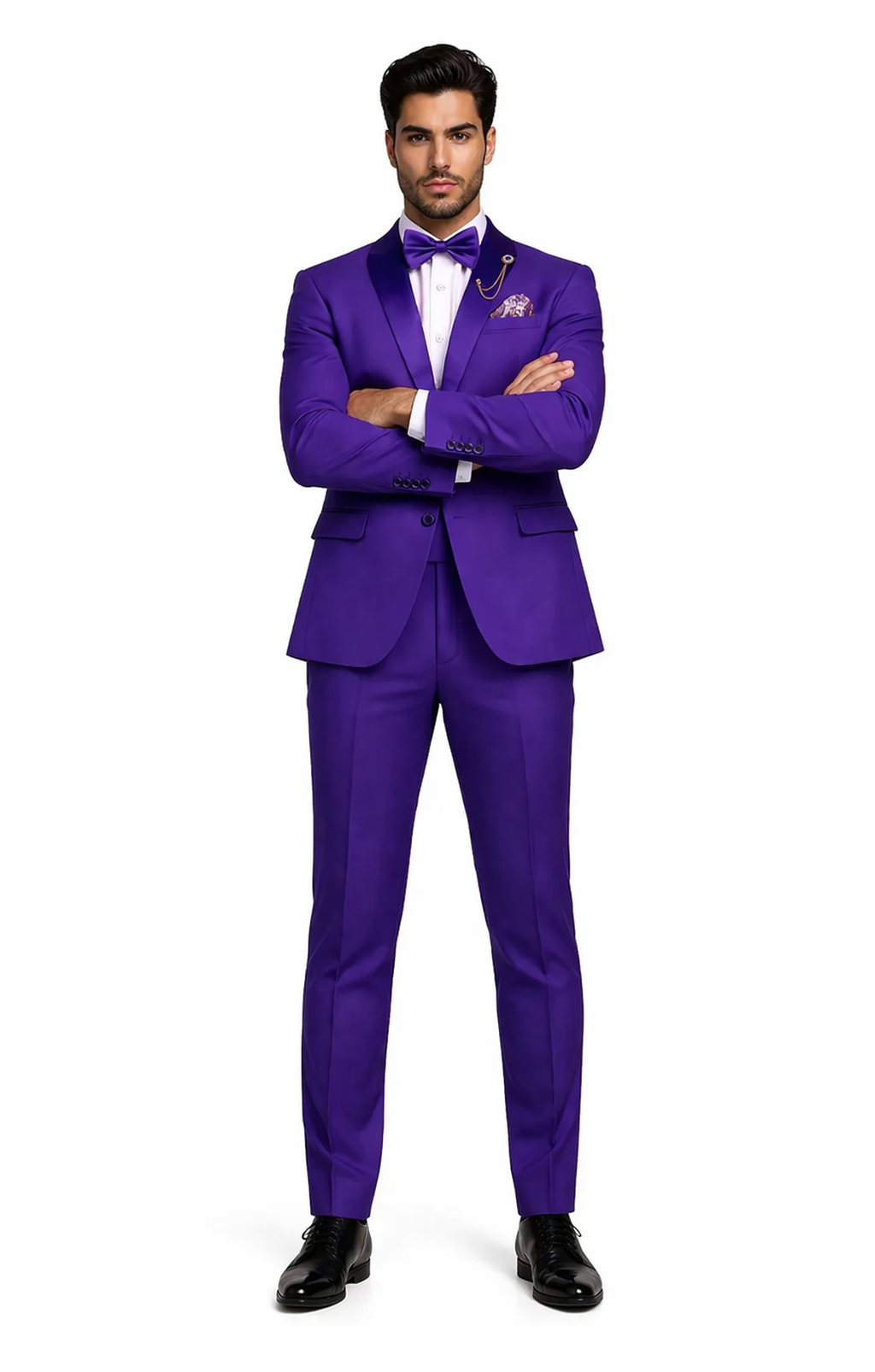 Purple Tuxedo Suit for Men  Stylish Two-Piece Prom and Wedding Suit with Matching Satin Lapel