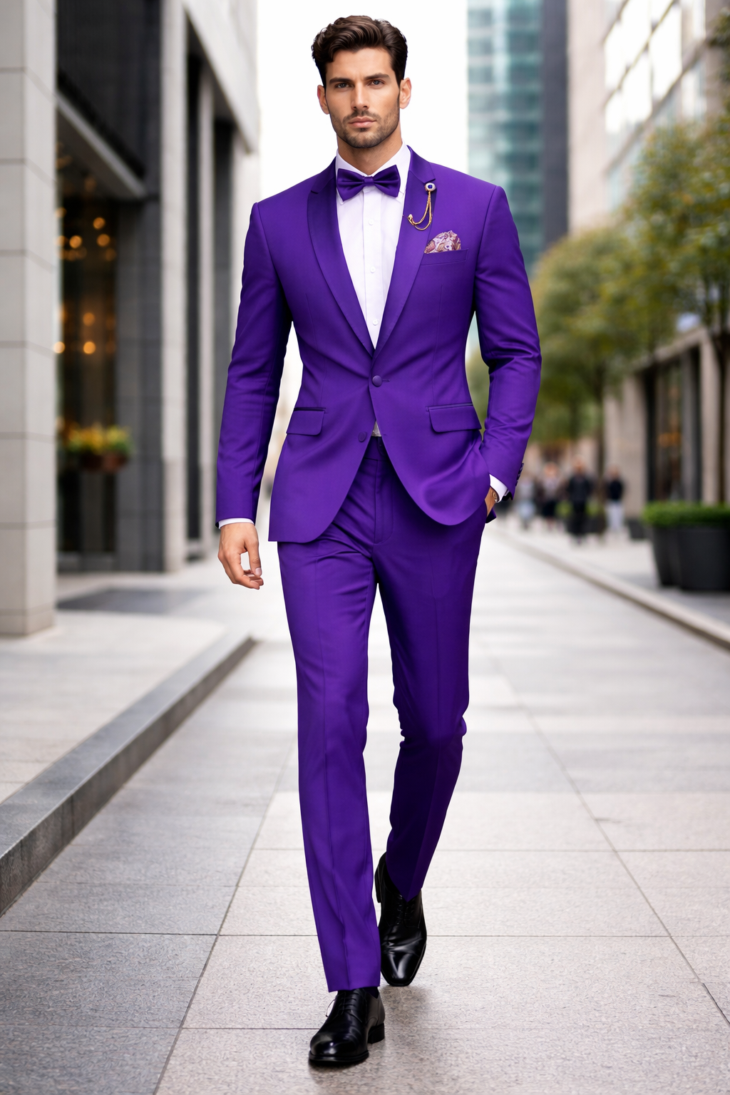 Purple Tuxedo Suit for Men  Stylish Two-Piece Prom and Wedding Suit with Matching Satin Lapel