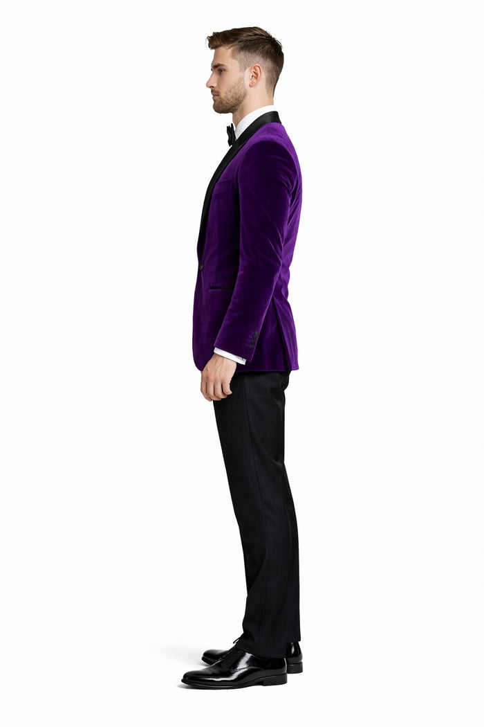 Mens Designer Velvet Tuxedo in Purple