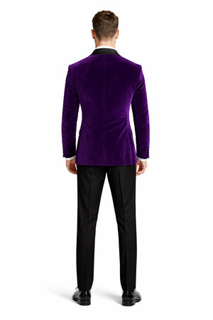 Mens Designer Velvet Tuxedo in Purple Purple Prom Tuxedos